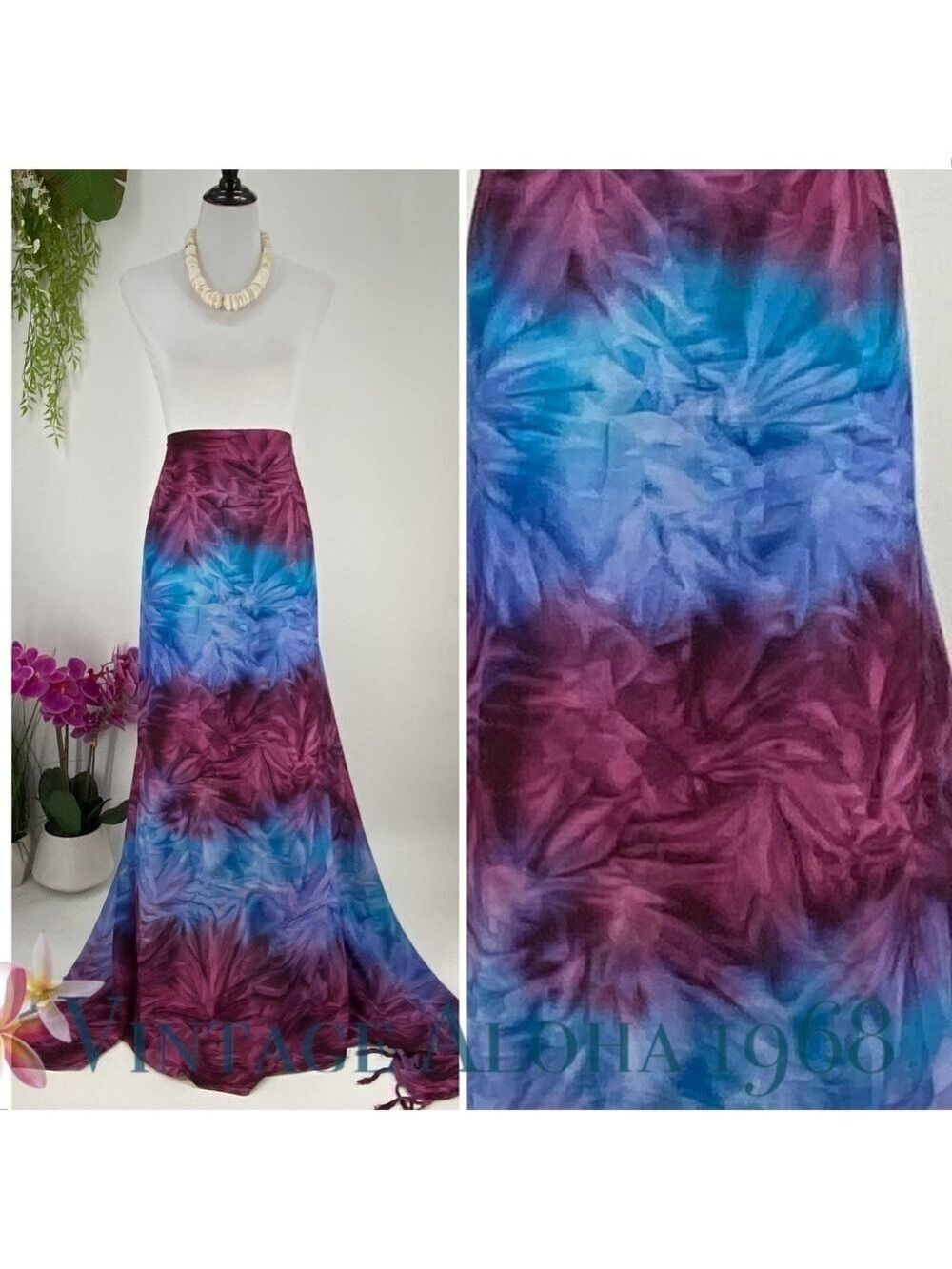 Purple Red Tie Dye SARONG Pareo Lavalava Beach Wrap Skirt Summer Scarf - Picture 1 of 4